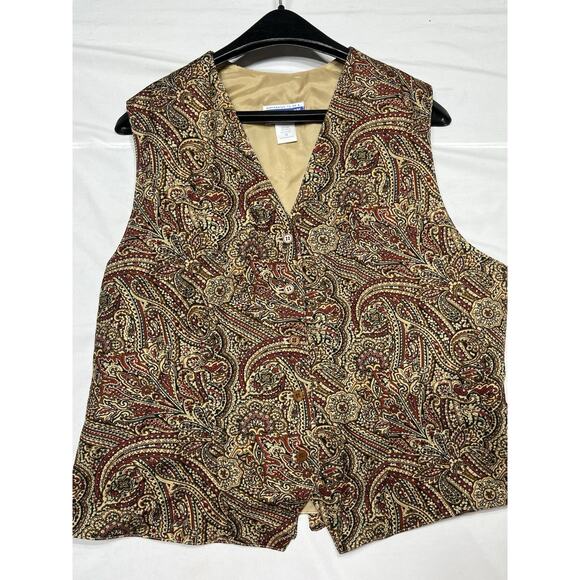 Pendleton Classic Lined Vest - Rust Multi Paisley - Rayon Size 12 - Picture 2 of 8